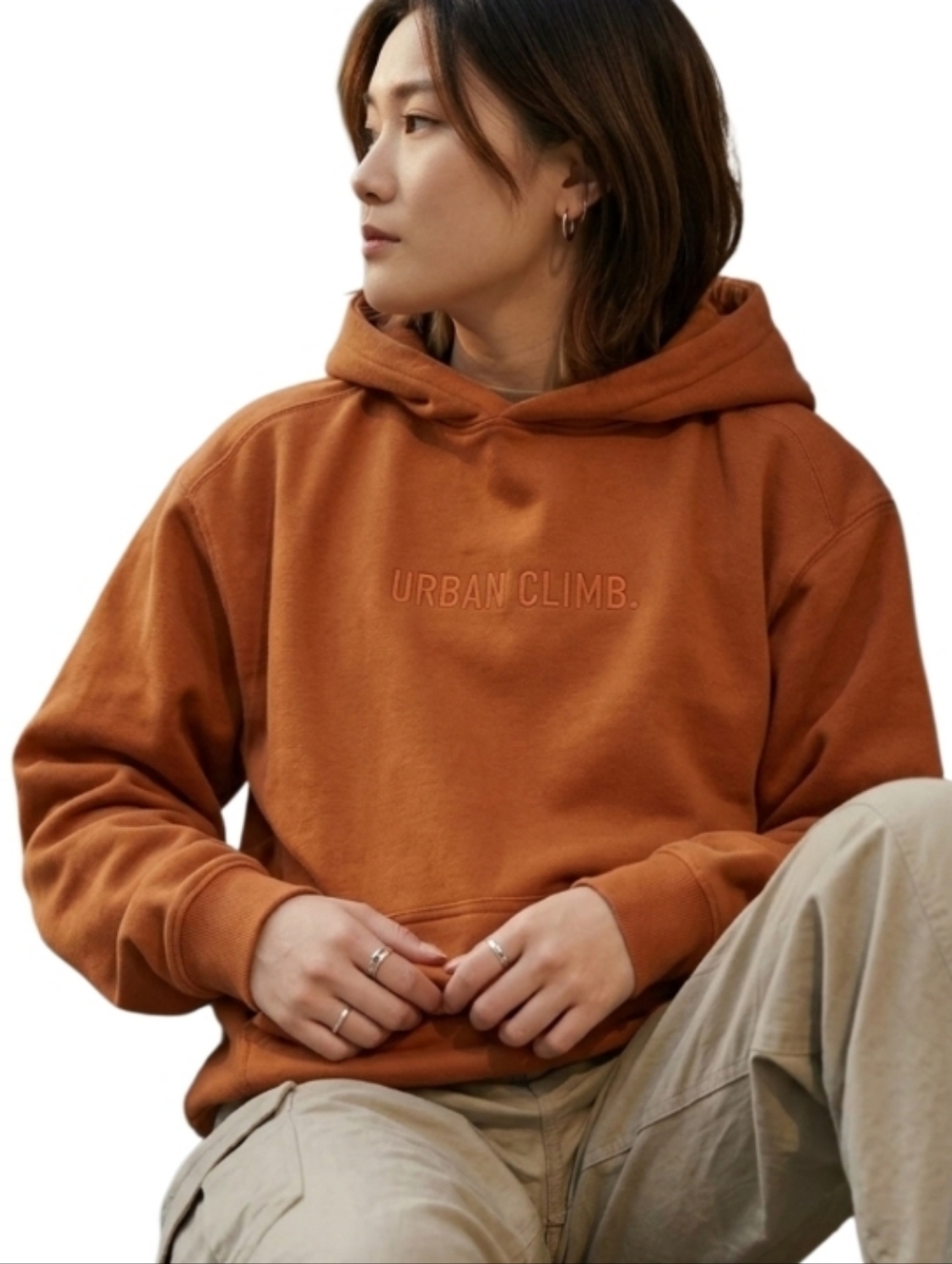 URBAN CLIMB Rust Orange Logo Hoodie Limited Edition